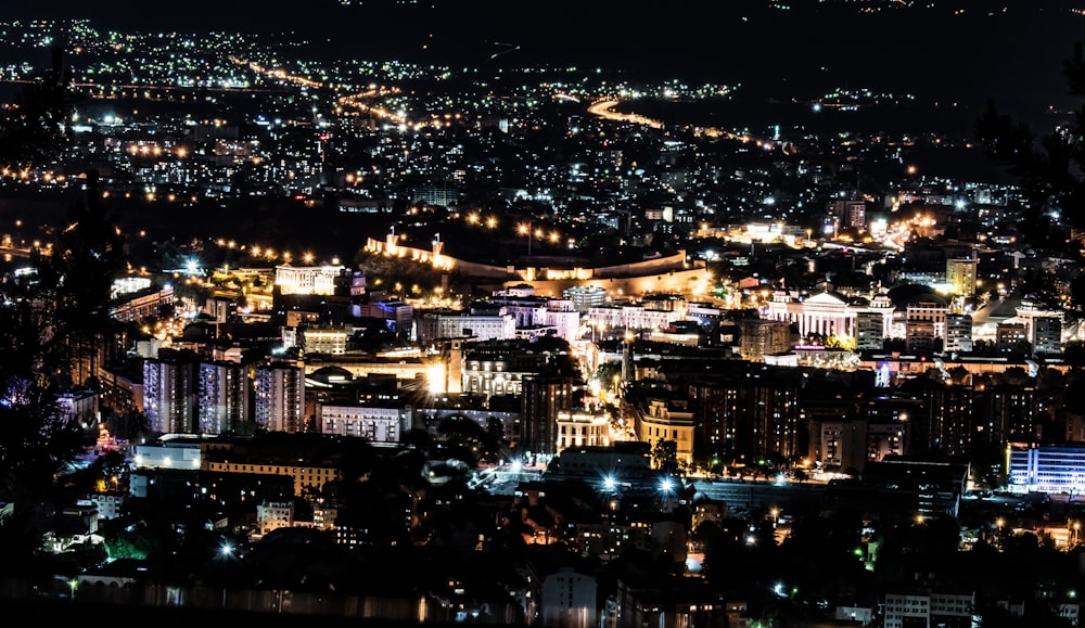 city lights during night time