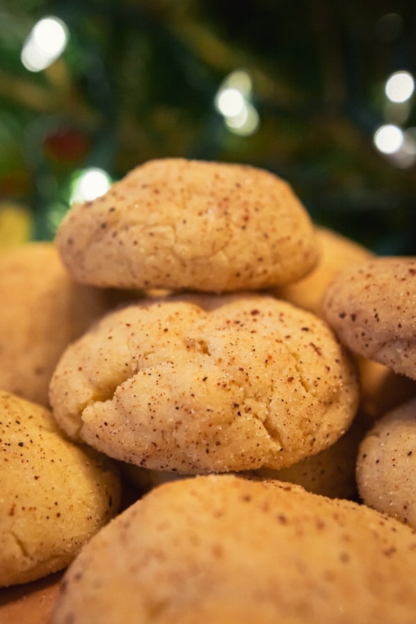 Brown cookies on black surface