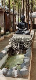 A peaceful outdoor setting for meditation and relaxation.