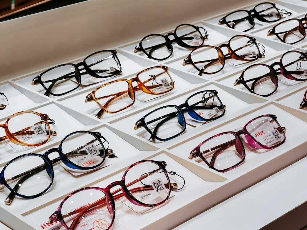 brown and black framed eyeglasses