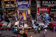 A bustling market scene showcasing trading activities.