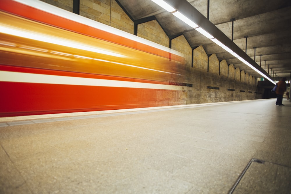 red and yellow train station