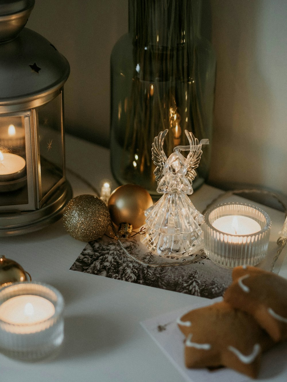 clear glass jar on white and black table cloth