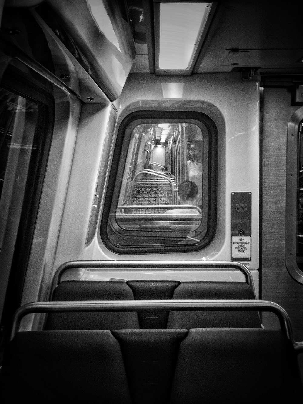 black and gray train interior