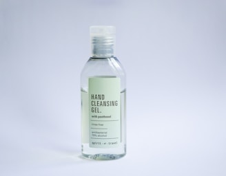 a bottle of hand sanitizing gel on a white background
