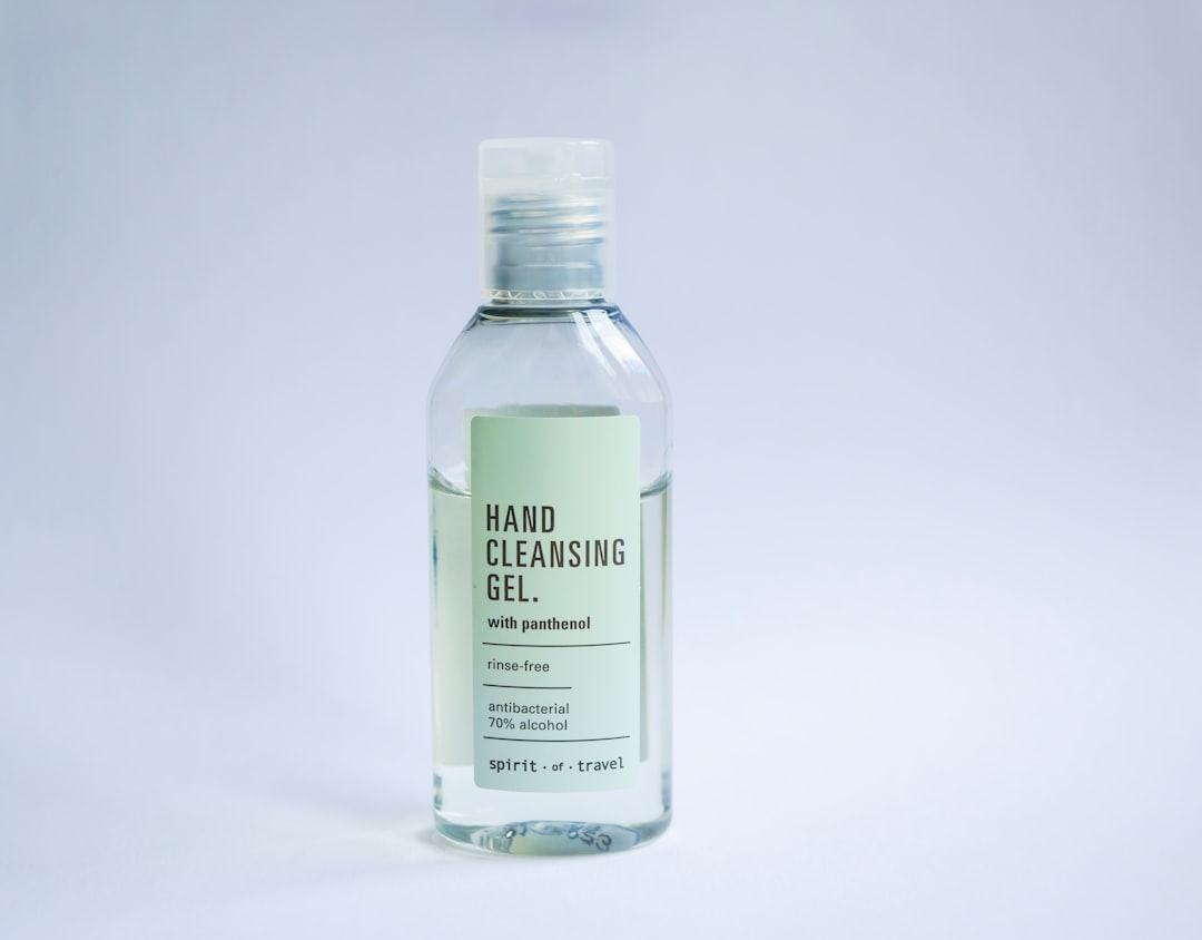 a bottle of hand sanitizing gel on a white background,