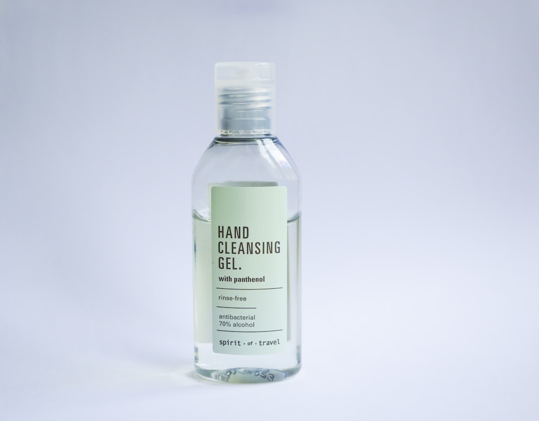 a bottle of hand sanitizing gel on a white background,