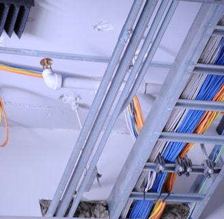 colorful electrical wiring for roof wind turbine