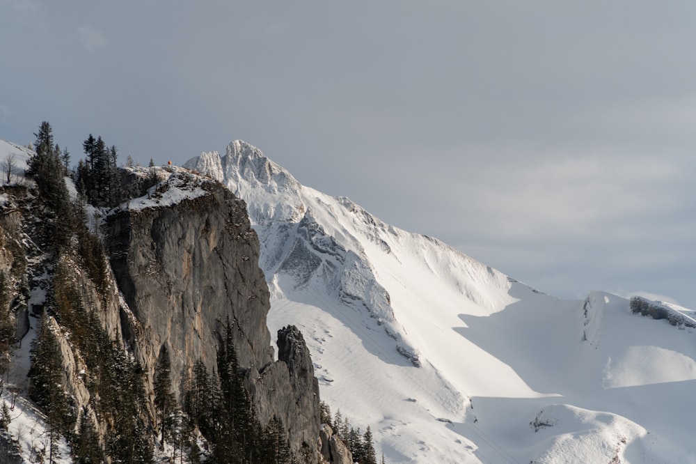 snow covered mountain under cloudy sky during daytime