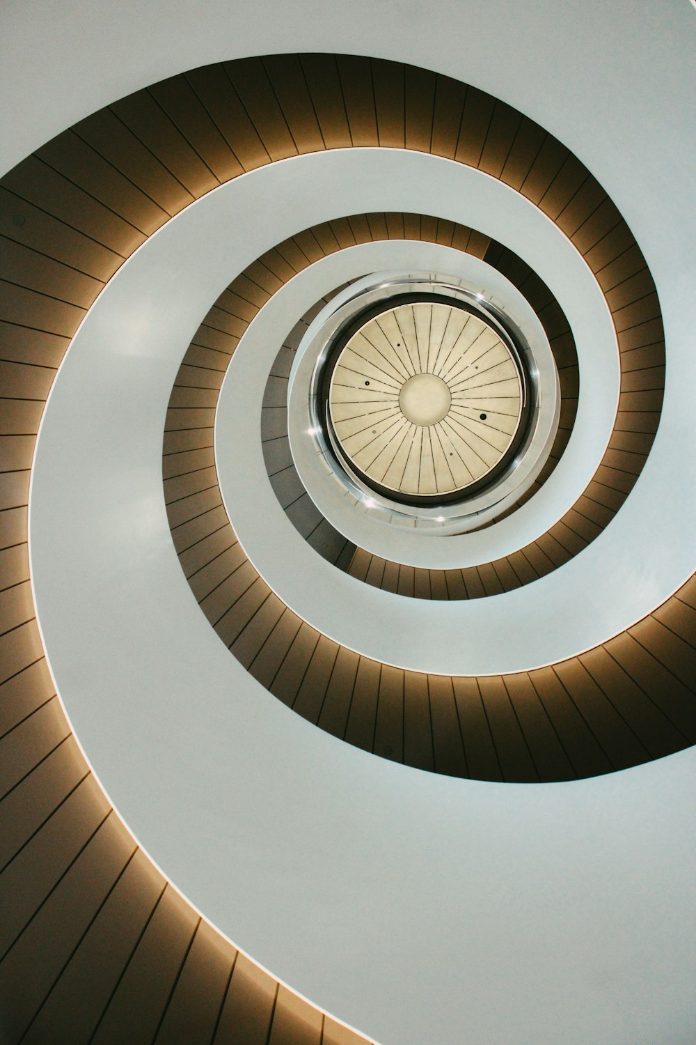 white and black spiral staircase