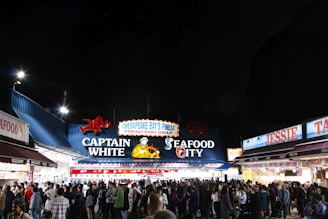 people walking on street during nighttime