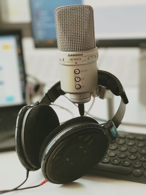 gray and black microphone on black and gray microphone