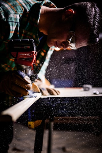 Carpenter working on wood