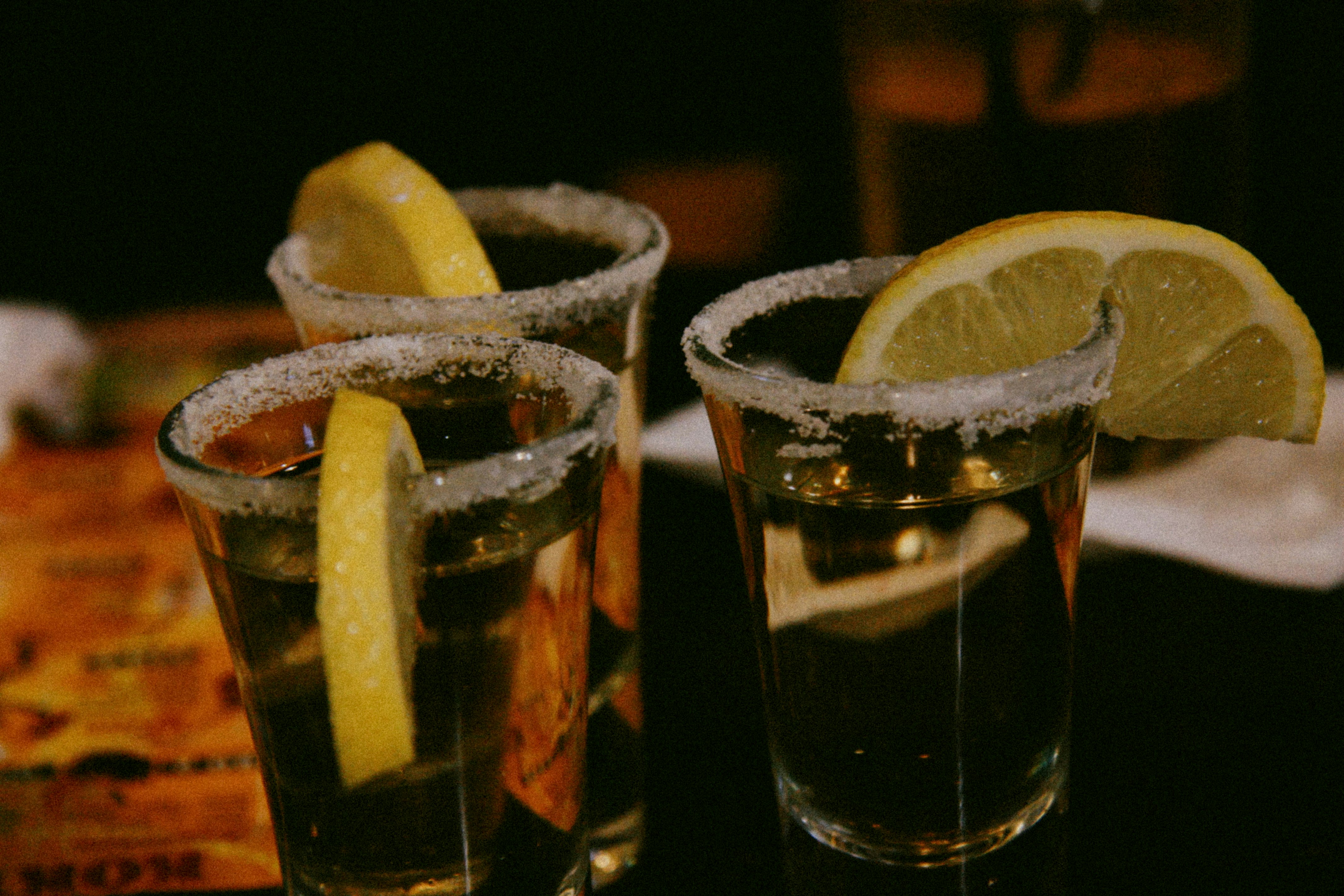 clear drinking glass with sliced lemon