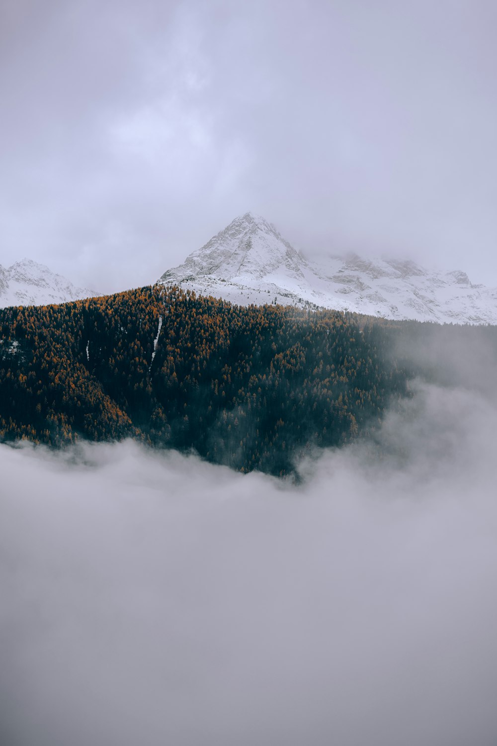 black and white mountain under white clouds