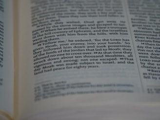 A close-up of an open King James Version New Testament with elegant leather binding and gold-edged pages.