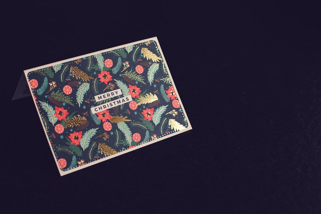 black white and red floral card