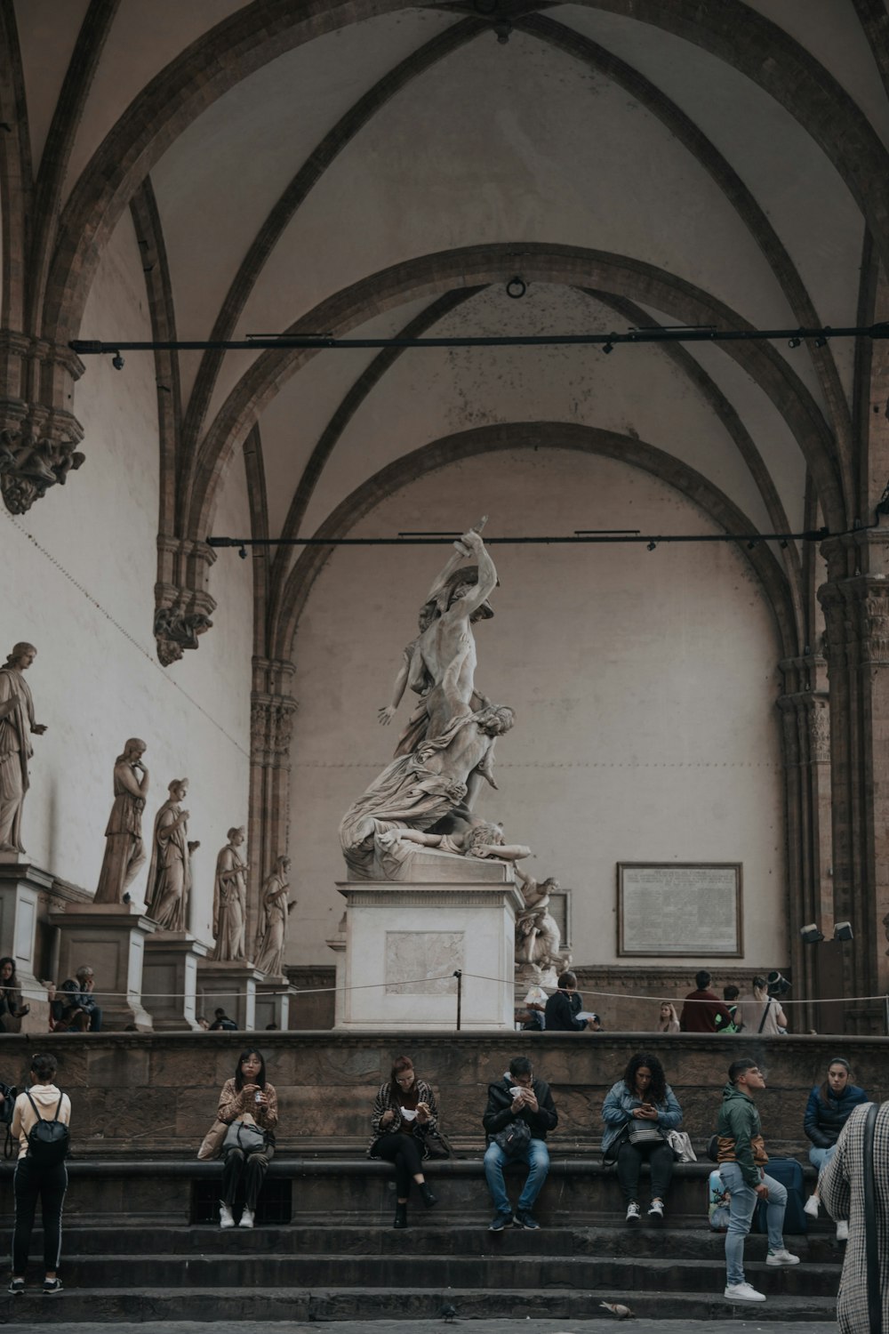 white concrete statue inside building