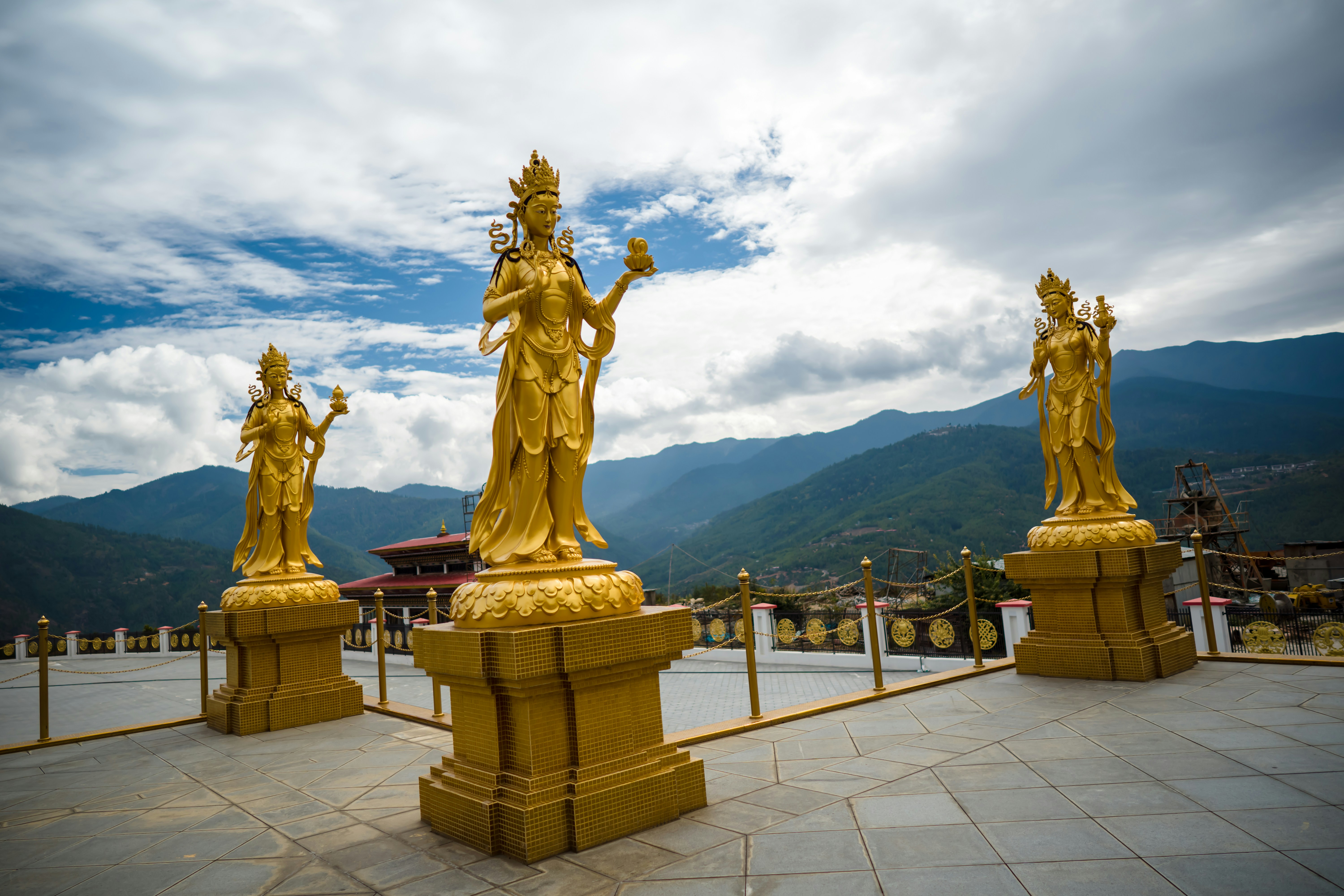 Dakini. The Dzong Monastery in Bhutan Asia one of the largest monestary in Asia with the landscape and mountains background, Bhutan