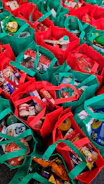red and green plastic pack