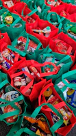 red and green plastic pack