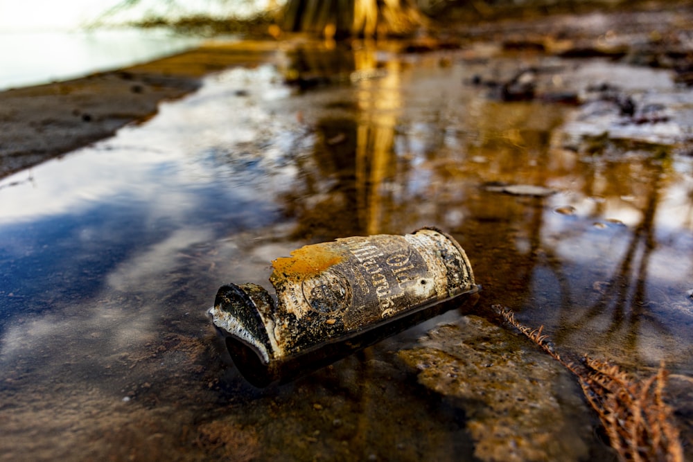 silver can on water during daytime