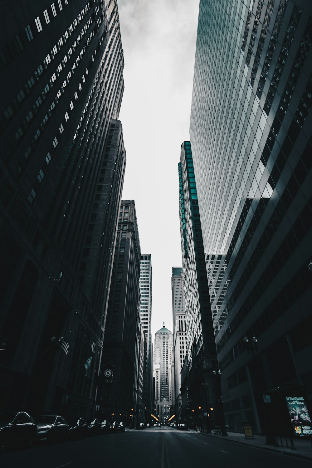 grayscale photo of high rise buildings