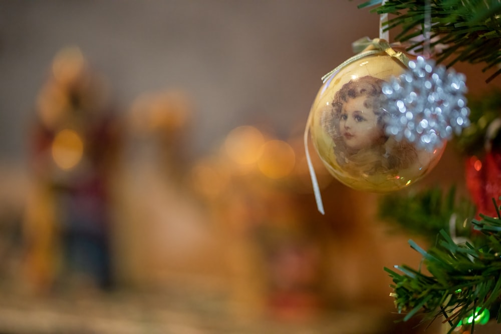 clear glass ball with yellow light