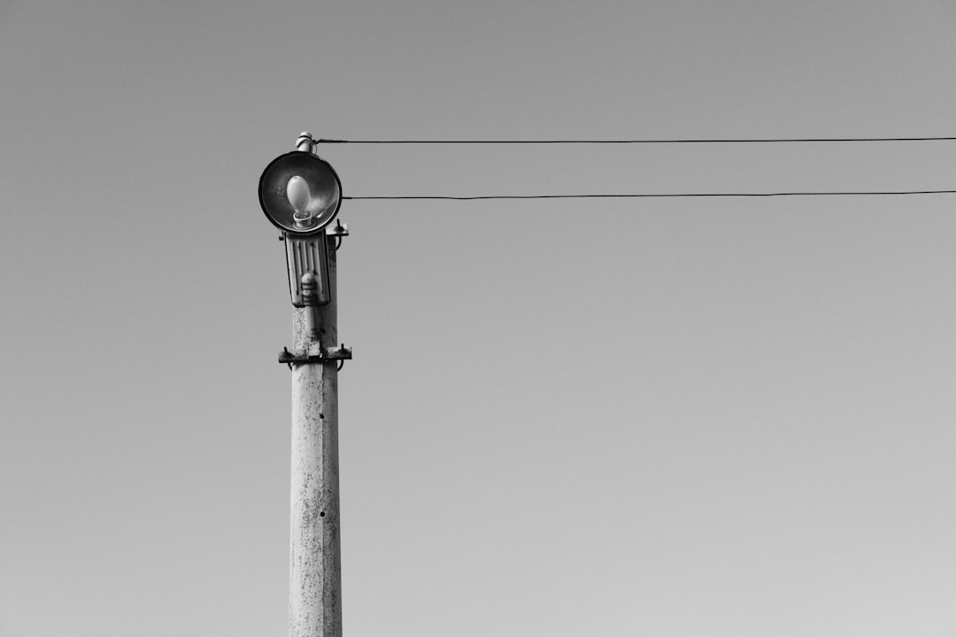 black street light under white sky