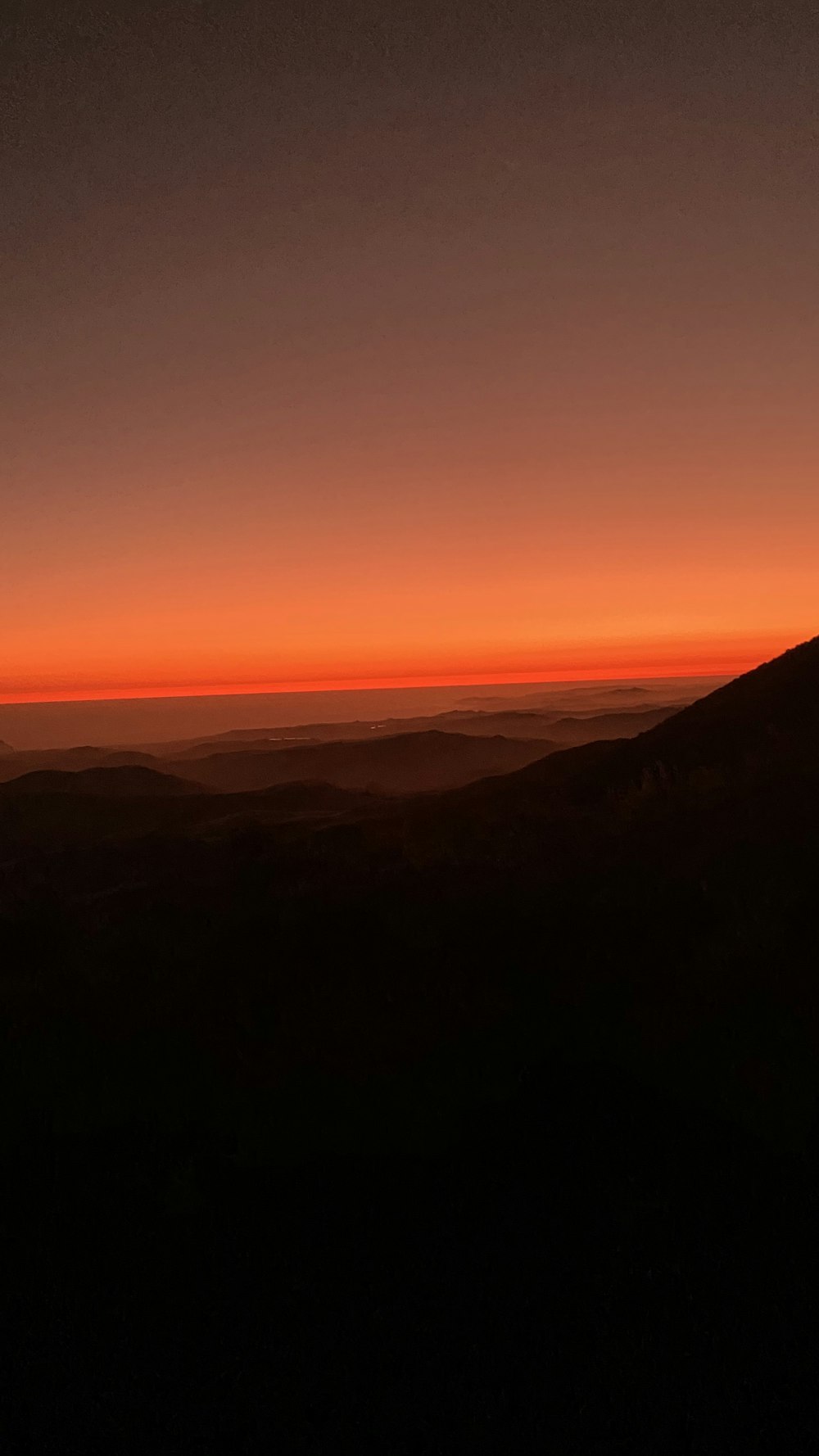 silhouette of mountains during sunset