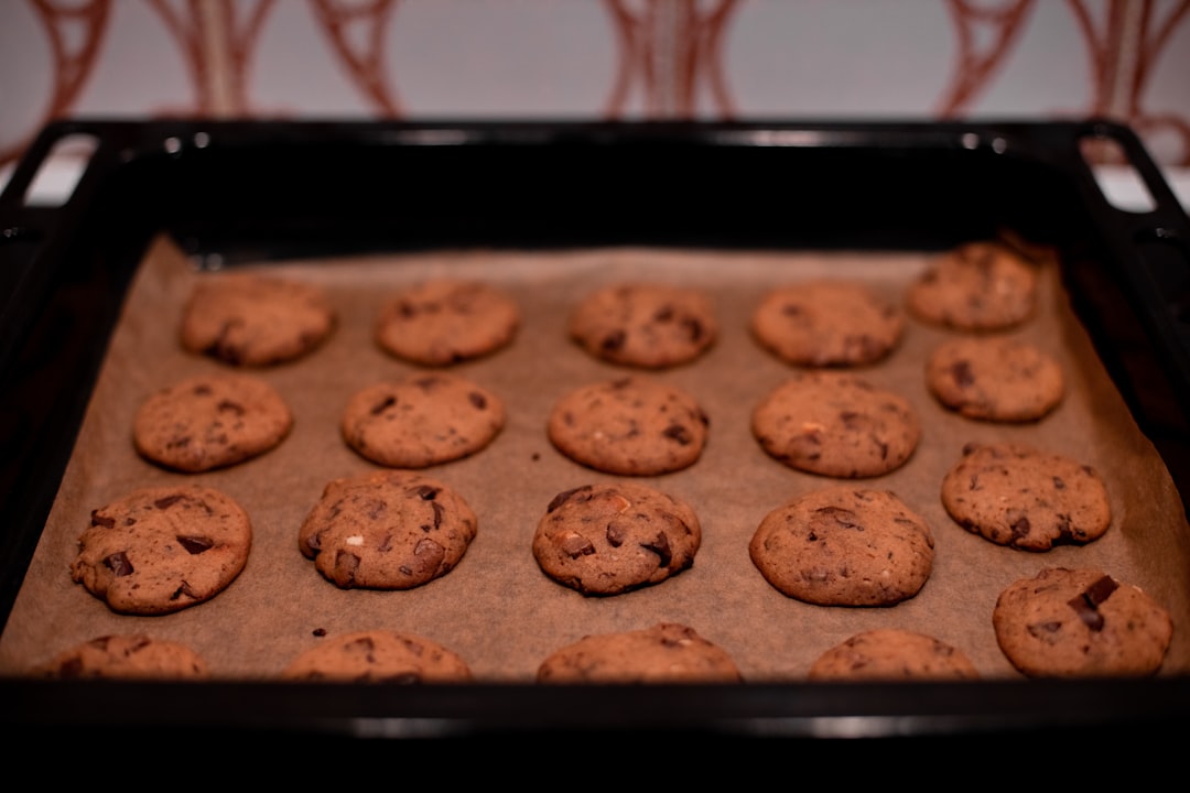 brown cookies on black tray