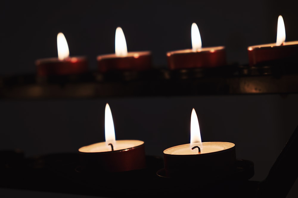 red candles with white candles