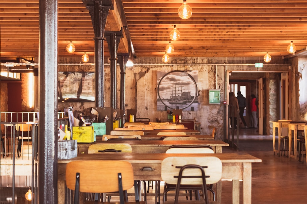 brown wooden table and chairs