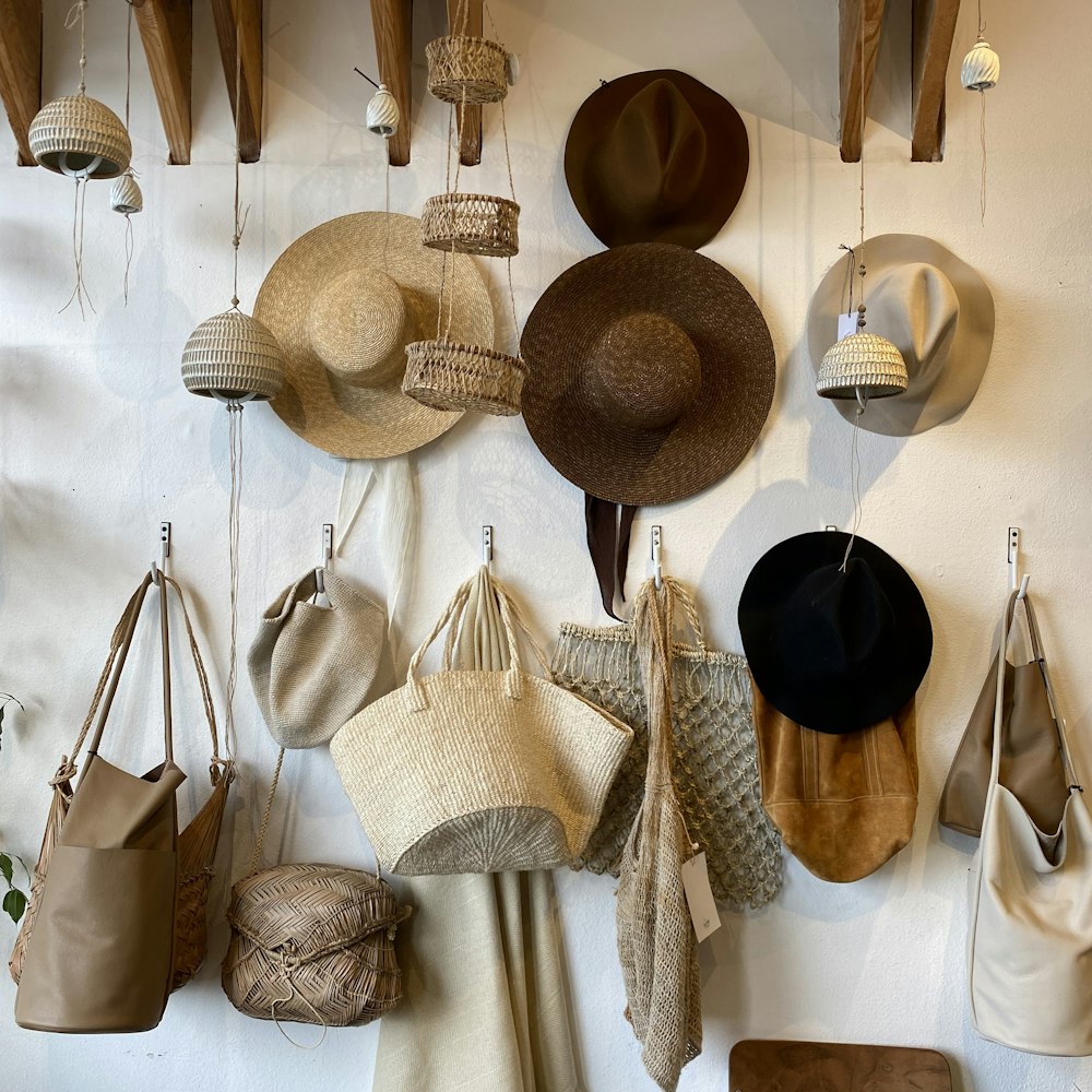 brown and black straw hat