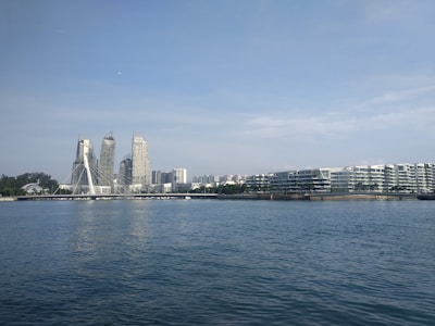 A stunning water view with highrise buildings reflecting the city skyline.