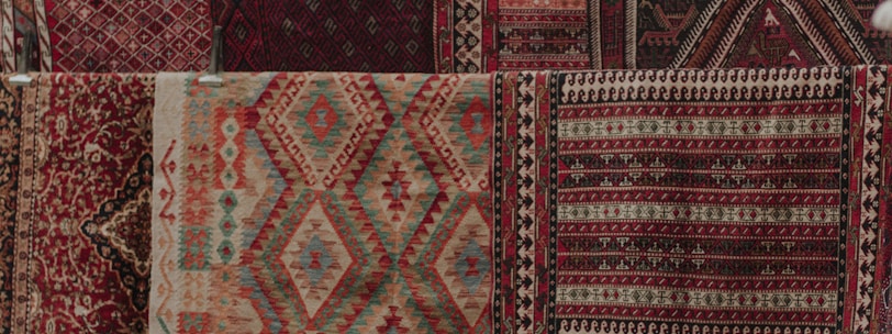 red and brown tribal textile