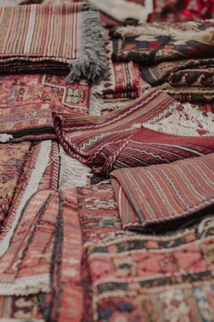 Artisan-crafted Berber rugs showcasing intricate patterns and textures.