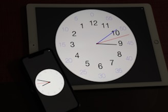 A clock showing 24 hours with a digital interface representing constant connectivity.
