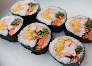 sushi on white ceramic plate