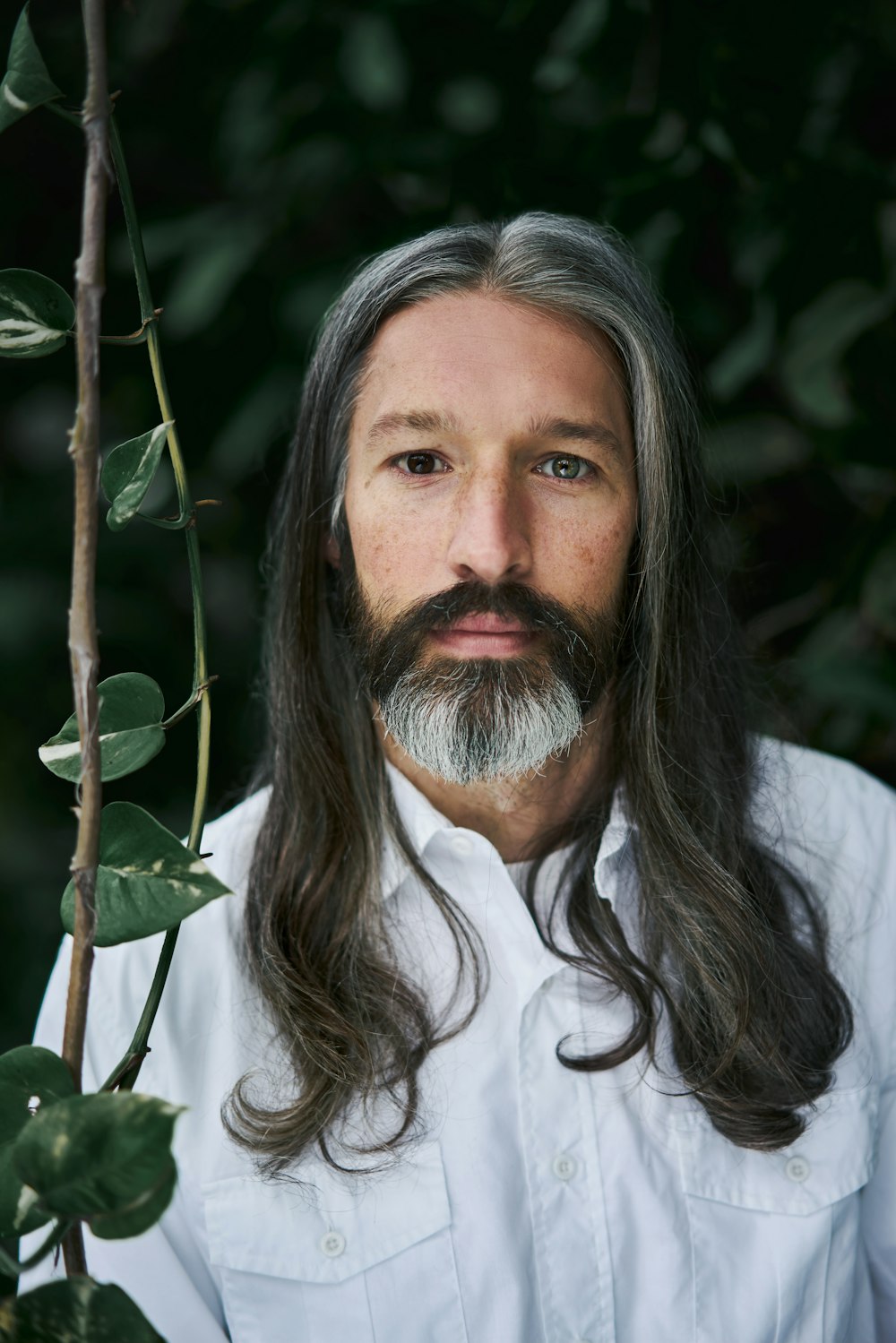 man in white dress shirt standing beside green plant during daytime