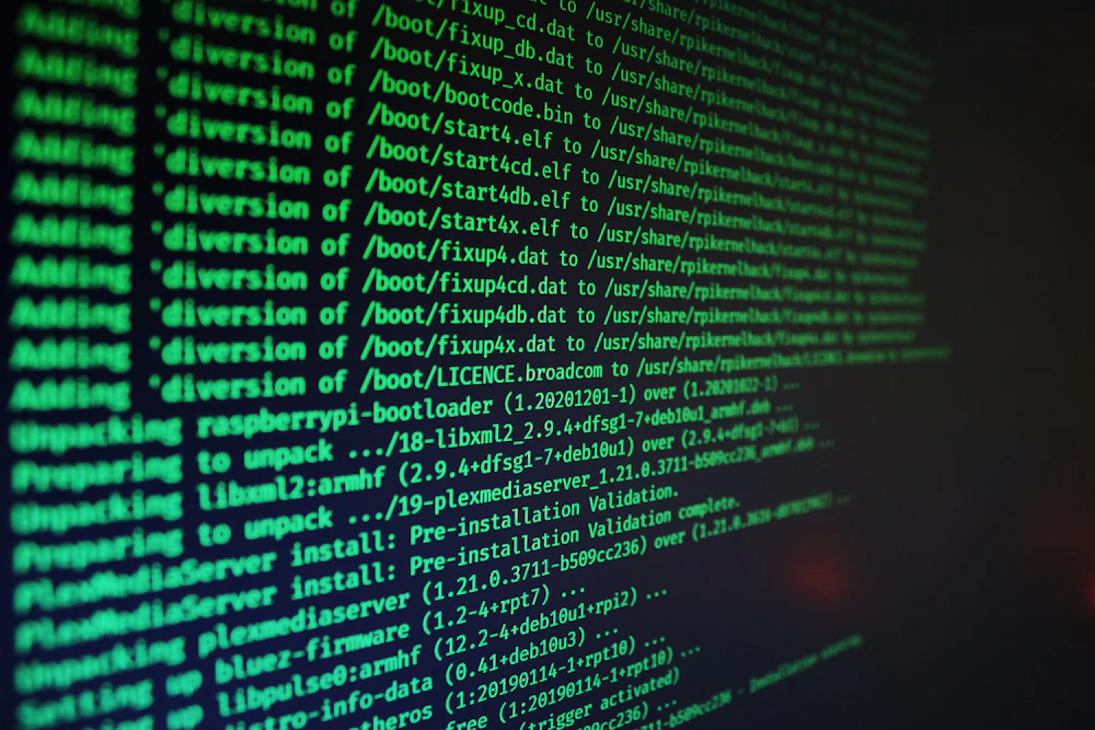 Green terminal output scrolling during a Linux package installation