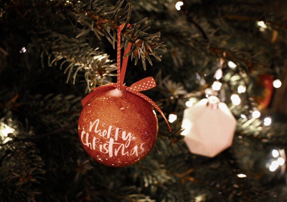 red and white christmas baubles