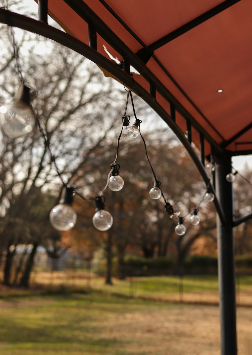 white and silver hanging light bulb