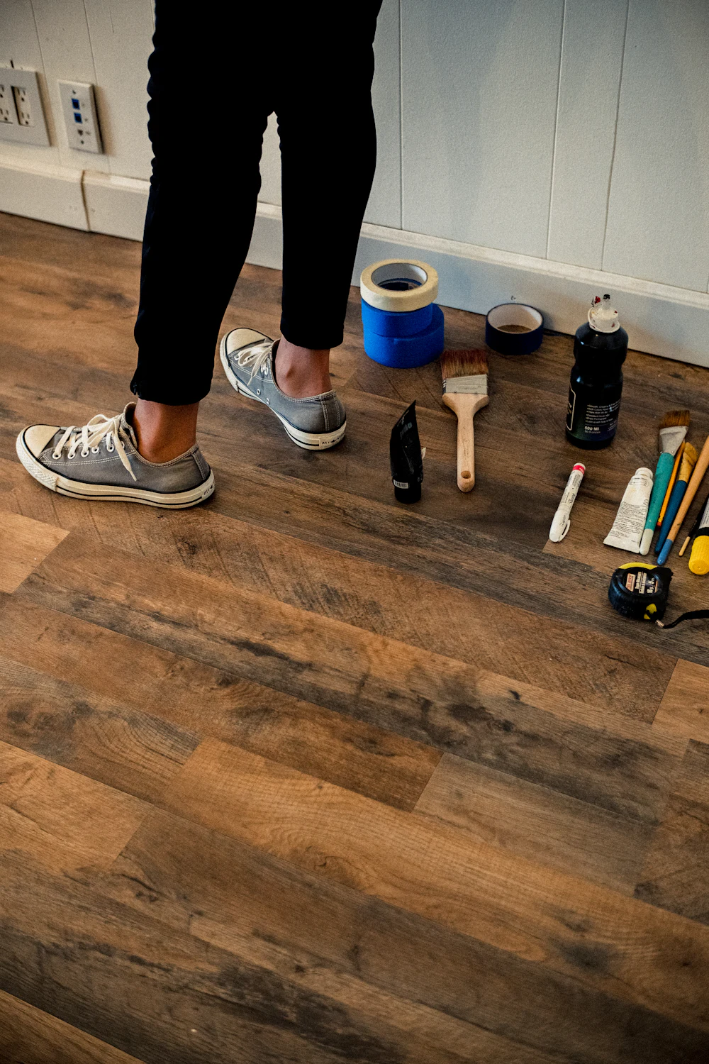 Remodel project with new plank flooring