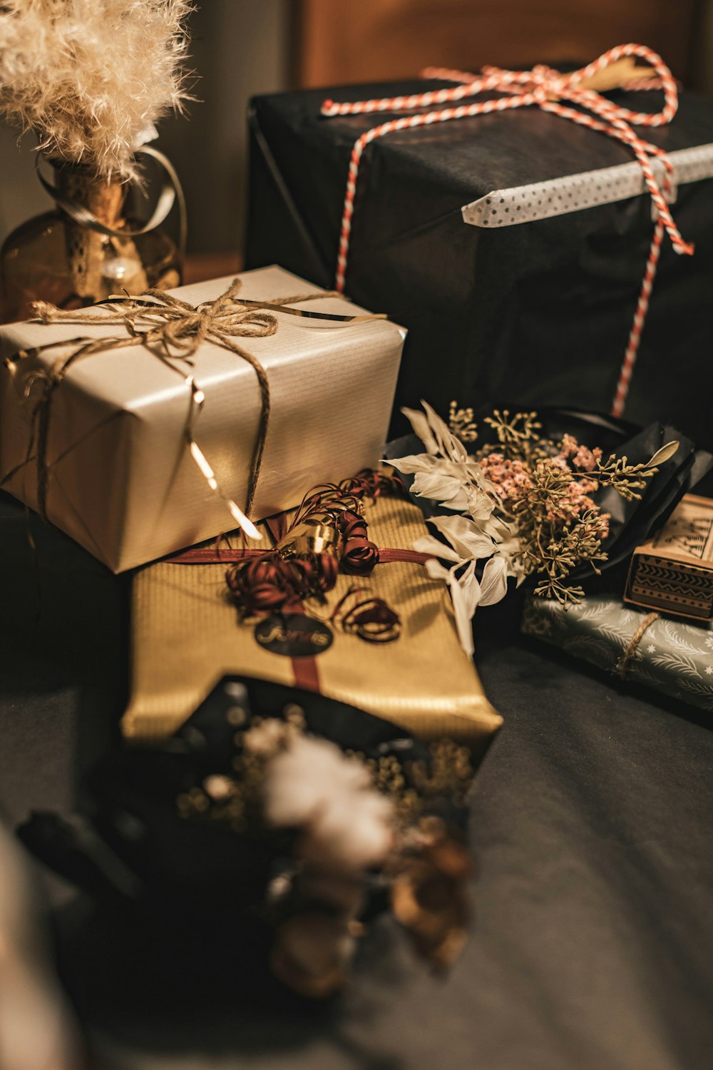 white and gold floral gift box