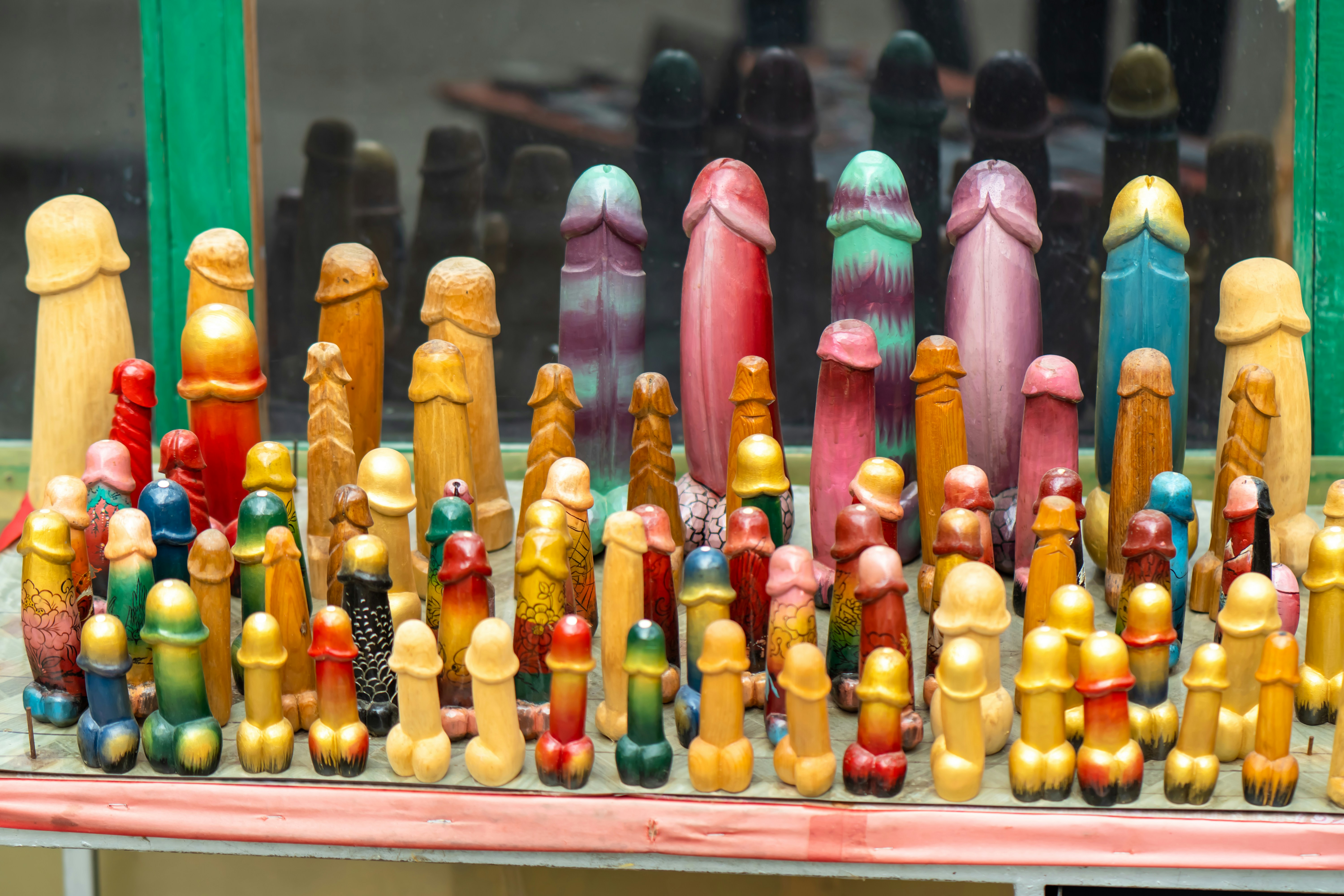Phallus, Lucky Charms, Fertility, Demon Defence, Bhutan. Chimi Lhakhang - Tales of the Fertility Temple in Bhutan. Punakha District, Kingdom of Bhutan