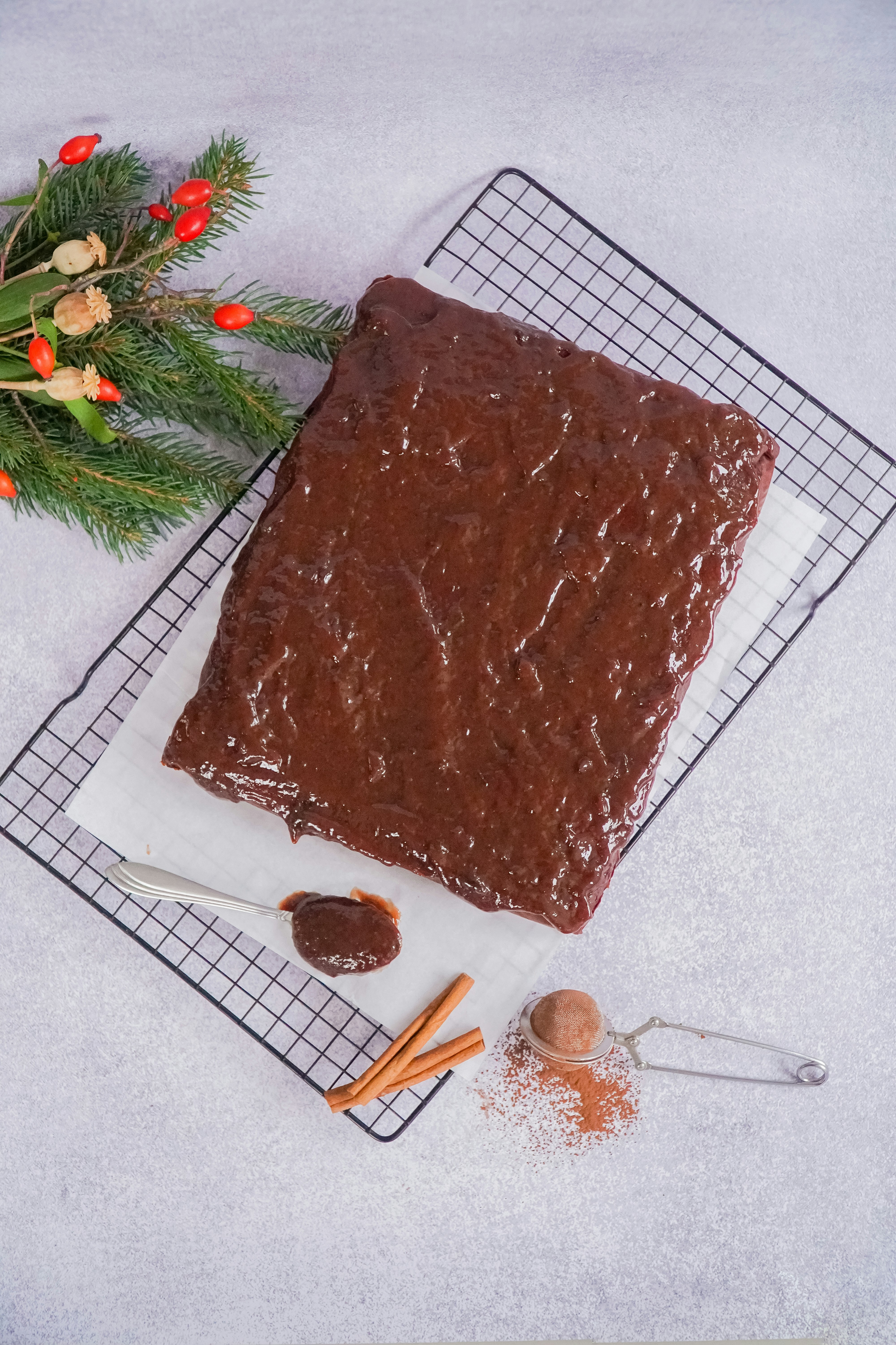 Chocolate cake on white and blue checkered textile photo – Free Brown ...