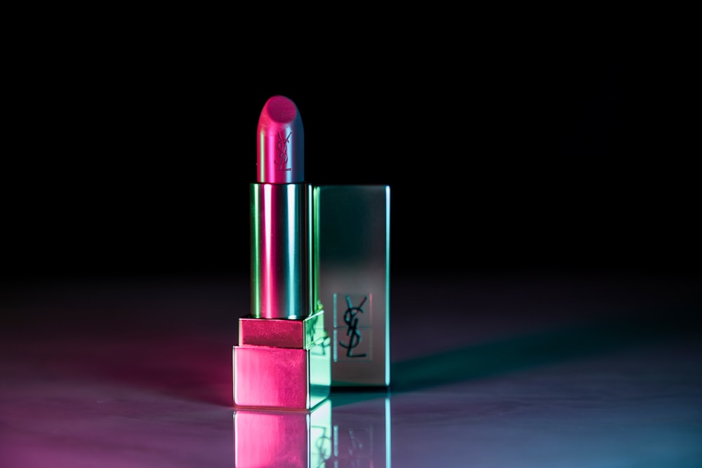 pink lipstick on white background