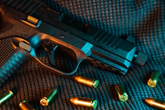 black and silver semi automatic pistol