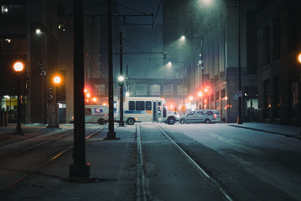 cars on road during night time